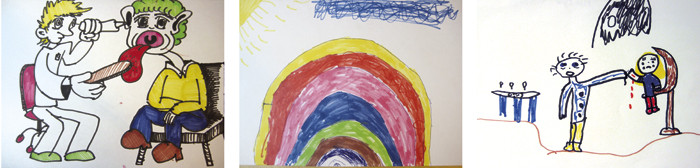 Fine barnetegninger fra (f.v.) Vilde, Olivia og Elin