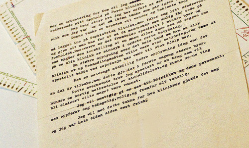 Figure 1:  Comments from a patient. All sensitive information has been deleted. Photo: Einar Nilsen