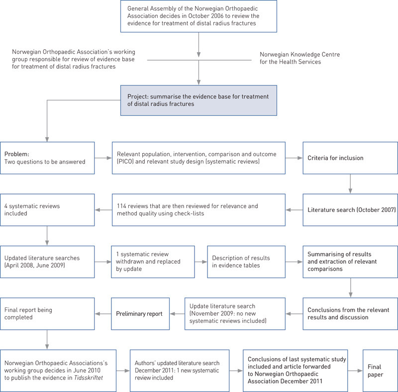 Figure 2  Flow chart for work process and choice of the systematic reviews.