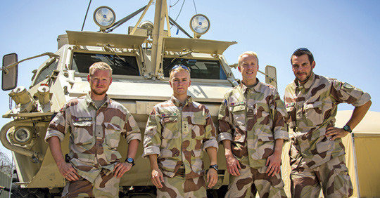 The members of the police health advisory team. From left: vehicle commander/Second Lieutenant Erik, vehicle operator&hellip;