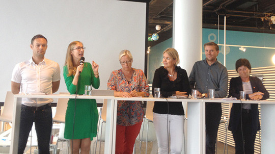 Forslaget om mer fysisk aktivitet i skolen skapte engasjement. Her fra paneldebatten. Foto Sara Underland Mjelva