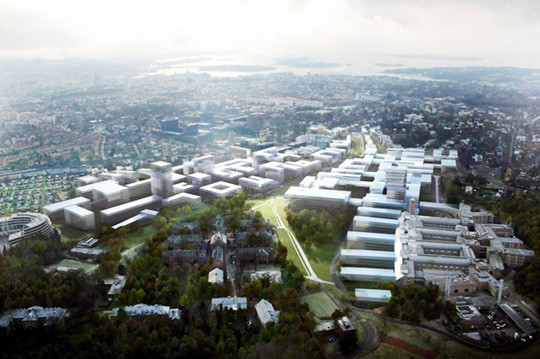 Slik tenker man seg Campus Oslo. Illustrasjon Oslo universitetssykehus