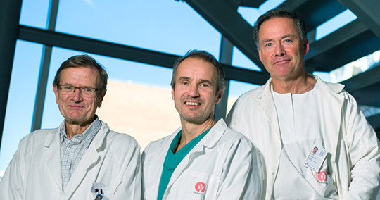 Fra h&oslash;yre f&oslash;rsteforfatter Arne K. Andreassen, Einar Gude og Lars Gullestad. Foto: &Oslash;ystein H. Horgmo, Universitetet i Oslo