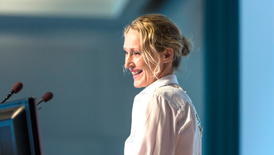 Fototekst: Hege Gjessing &aring;pnet &aring;rets landsstyrem&oslash;te i Trondheim. Foto: Thomas Barstad Eckhoff