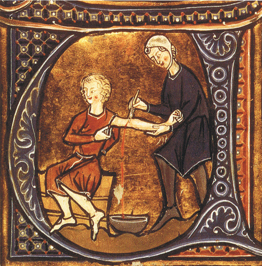 Figure 1  Venesection. Mediaeval illustration. British Library, London