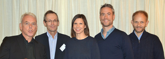 Fra venstre Jon Kristinsson, J&oslash;ran Hjelmes&aelig;th, Hilde Risstad, Torgeir S&oslash;vik, Tom Mala. Foto: Hira Afta