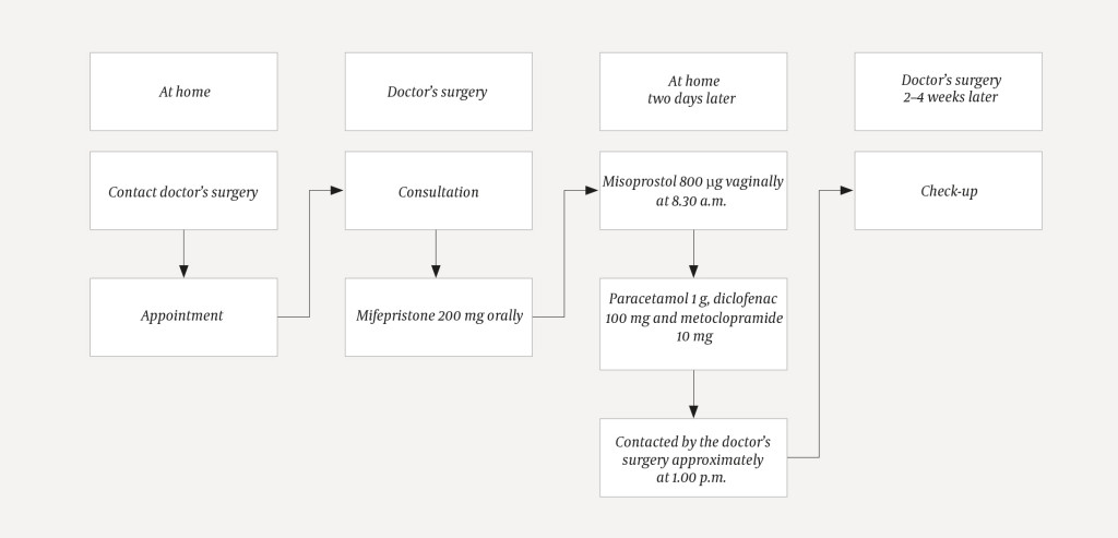 Figure 2 Flowchart for a medical abortion performed by a specialist in private practice