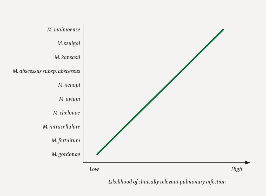 Figure 2 Findings of non-tuberculous mycobacteria in bronchial specimens and the likelihood of their representing clinically&hellip;