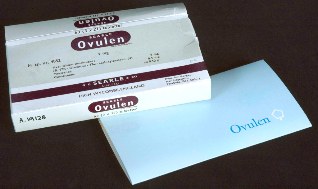 Pakning til p-piller fra tidlig i 1970-&aring;rene. Foto: Anne-Lise Reinsfelt / Norsk Farmasihistorisk museum, lisensiert under CC&hellip;