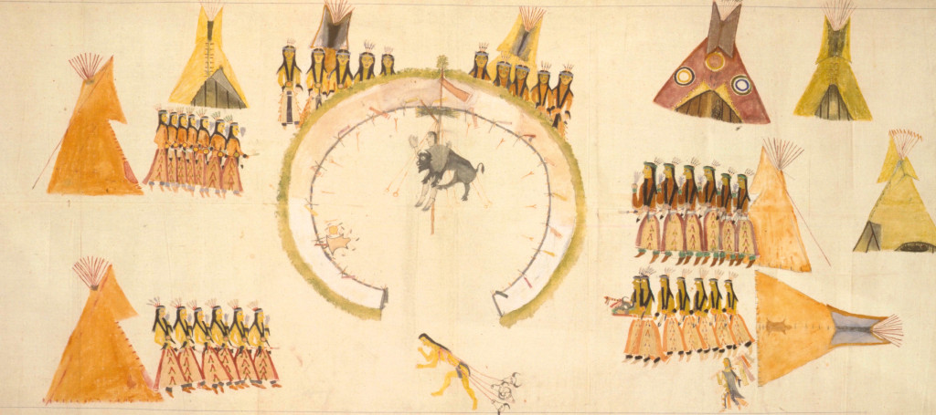 The third day of the Sun Dance, painted by Short Bull in 1912. Illustration: The Division of Anthropology, American Museum&hellip;