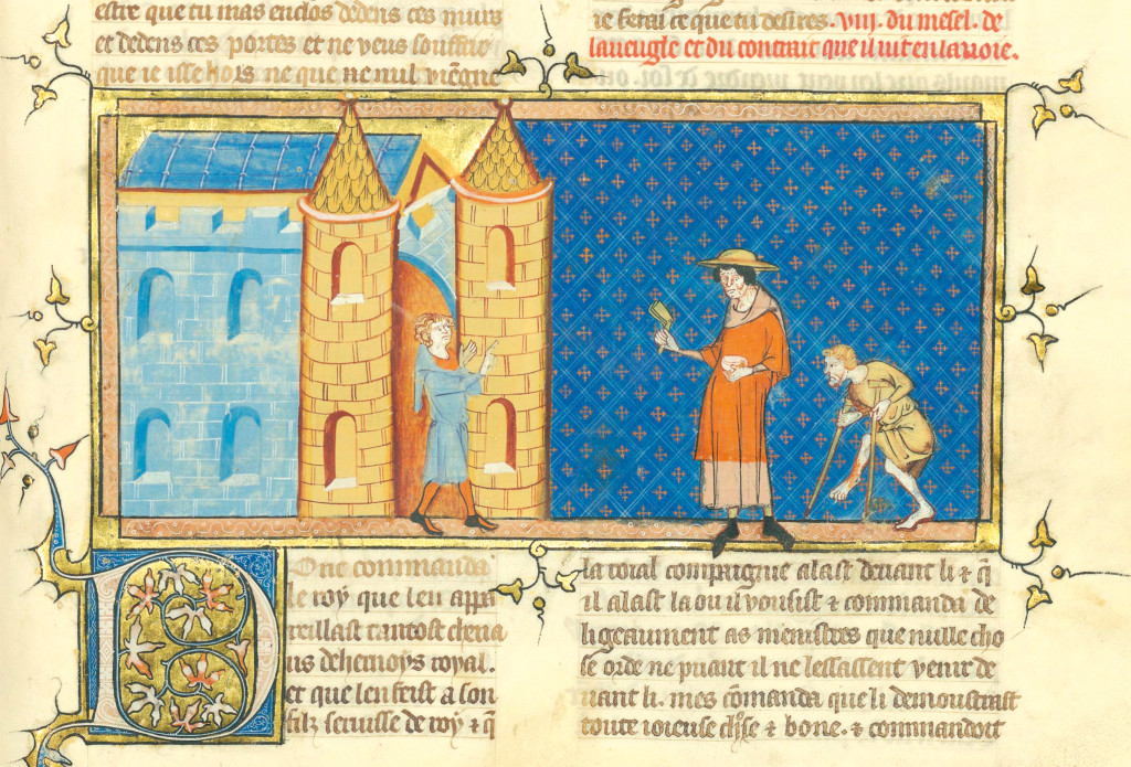 Leprasyke avvises ved byporten. Miniatyr fra Speculum historiale av Vincent de Beauvais, midten av 1300-tallet. Illustrasjon&hellip;