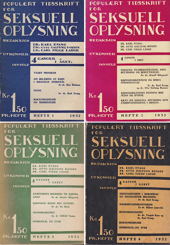 Figur 2 Hefte 1&ndash;4 av Popul&aelig;rt Tidsskrift for Seksuell Oplysning, utgitt i 1932. I det fjerde heftet argumenterte Karl Evang&hellip;