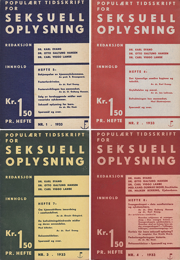 Figur 3 Hefte 5&ndash;8 av Popul&aelig;rt Tidsskrift for Seksuell Oplysning, utgitt i 1933. Faksimiler: Anne Evang