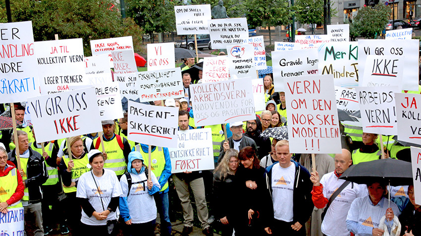 HISTORISK STREIK: Ylf har kjempet mange kamper for sine medlemmer. Her fra sykehusstreiken i 2016 om kollektivt vern. Foto:&hellip;