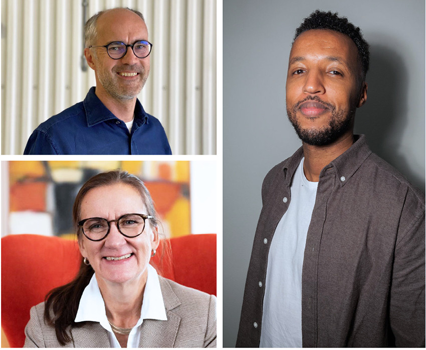 WEBINARDELTAKERE: Fra h&oslash;yre: Warsame Ali, St&aring;le Sagabr&aring;ten og Linn Getz. Foto: Privat/NTNU.