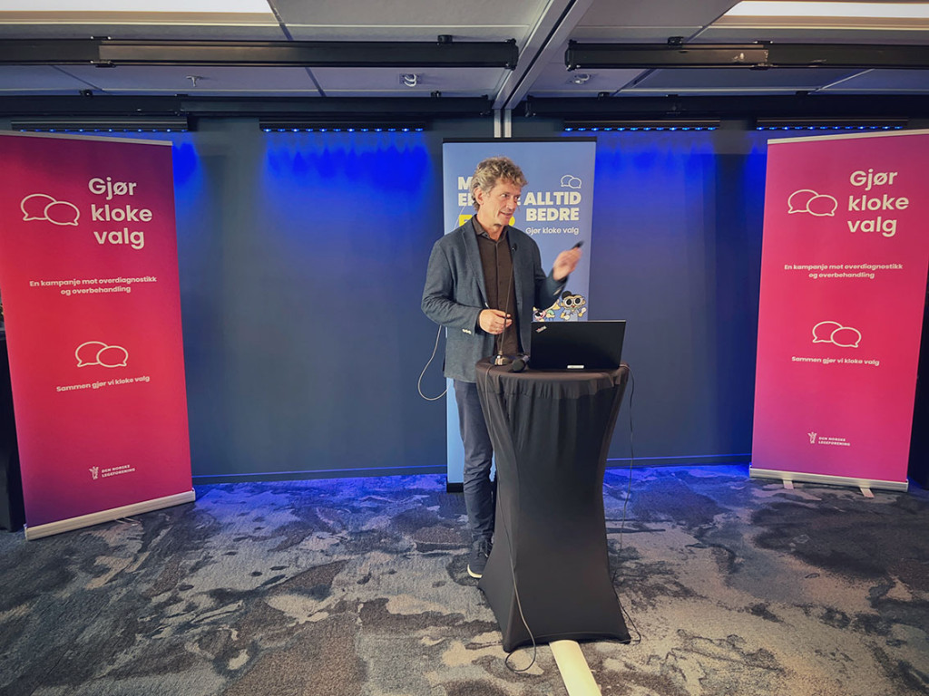 GJ&Oslash;R OPP STATUS: Ketil St&oslash;rdal presenterer resultater fra fem &aring;r med Gj&oslash;r kloke valg. Foto: Legeforeningen/Troy Gulbrandsen.