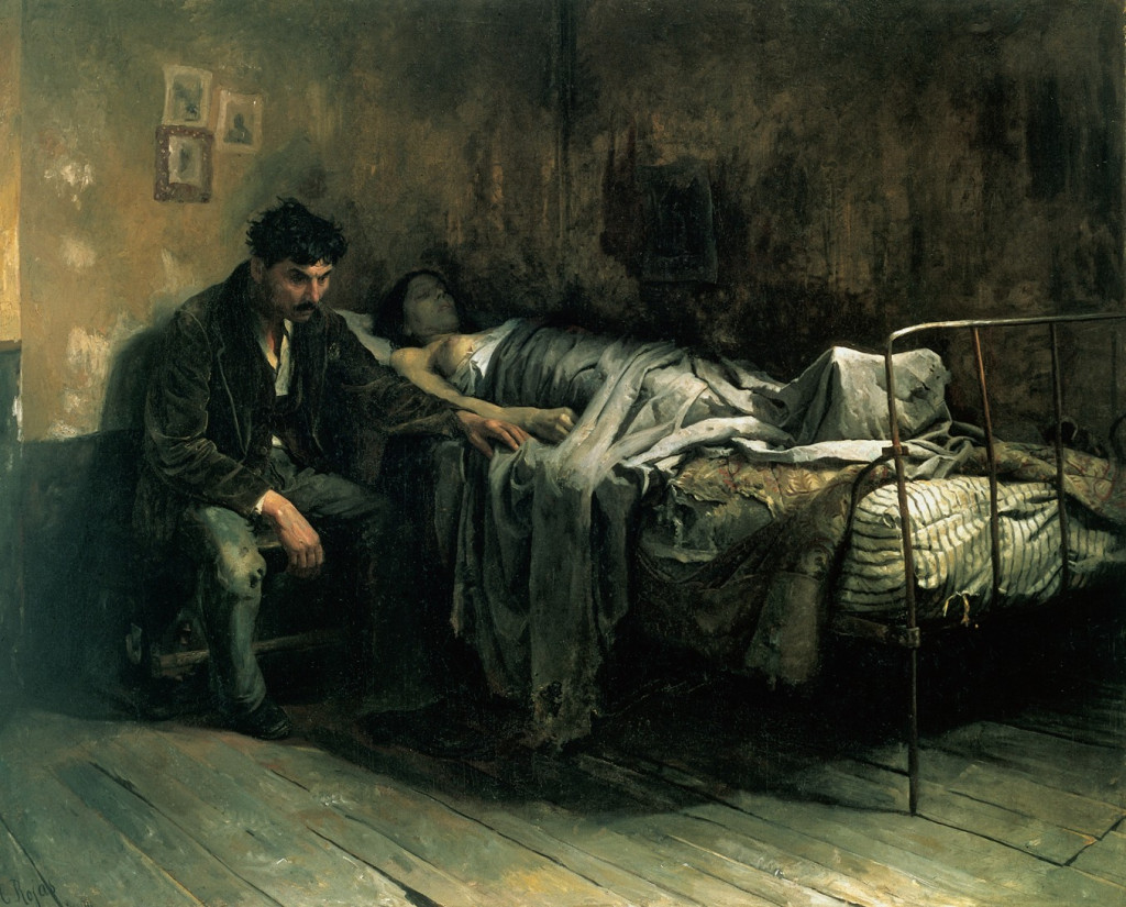 La Miseria (1886), Crist&oacute;bal Rojas (1857&ndash;1890). I offentlig eie, via Wikimedia Commons